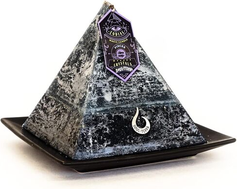 Soul-Terra-Pisces Zodiac Mystery Crystal Pyramid Candle-Real Crystals, Rings, Amulets and/or Runes Inside-12 Zodiacs-Natural Hemp Wick-75 Hours Burn Time-Candles with Healing Crystals in Saudi Arabia