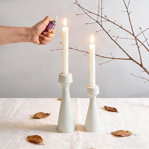 arricraft 2 Pcs Ceramic Taper Candle Holders, 2 Styles Vase Shape Taper Candlestick Holders for Dining Table, Aromatherapy, Home Decor, Wedding, Party (Beige) in Saudi Arabia
