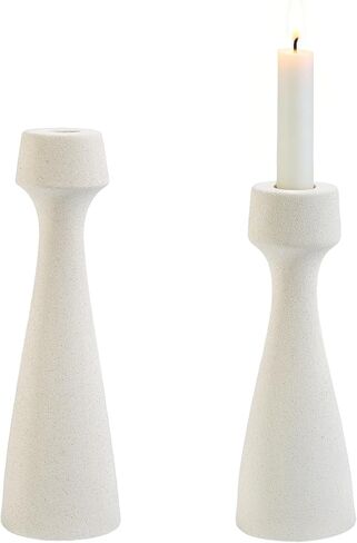 arricraft 2 Pcs Ceramic Taper Candle Holders, 2 Styles Vase Shape Taper Candlestick Holders for Dining Table, Aromatherapy, Home Decor, Wedding, Party (Beige) in Saudi Arabia