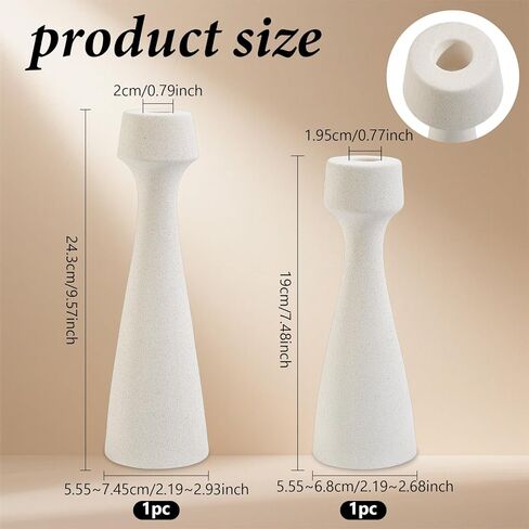 arricraft 2 Pcs Ceramic Taper Candle Holders, 2 Styles Vase Shape Taper Candlestick Holders for Dining Table, Aromatherapy, Home Decor, Wedding, Party (Beige) in Saudi Arabia
