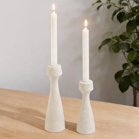 arricraft 2 Pcs Ceramic Taper Candle Holders, 2 Styles Vase Shape Taper Candlestick Holders for Dining Table, Aromatherapy, Home Decor, Wedding, Party (Beige) in Saudi Arabia