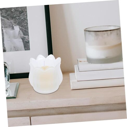 2pcs Flower-Shaped Glass Candle Holders Retro Vintage Tealight Holders for Table Centerpiece Wedding Party Decor Frosted Tulip Design Adds Cozy Elegant Ambiance to Home and Event in Saudi Arabia