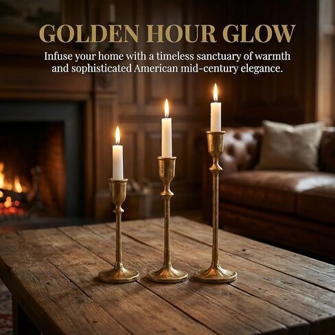Vintage Cast Iron Candlesticks Set of 3 - Rustic Distressed Taper Candle Holders for Farmhouse/Boho Decor, Decorative Tiered Height Candle Sticks for Mantel, Dining Table Centerpiece in Saudi Arabia