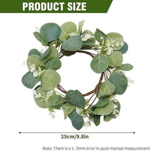 10 Pieces Outer Diameter 25 cm Artificial Wreaths, Candle Rings, Eucalyptus Wreaths, Suitable for Family Gatherings, Holiday Decorations, Gift Selections, Celebration Decor in Saudi Arabia