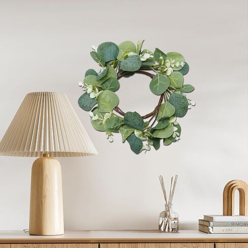 10 Pieces Outer Diameter 25 cm Artificial Wreaths, Candle Rings, Eucalyptus Wreaths, Suitable for Family Gatherings, Holiday Decorations, Gift Selections, Celebration Decor in Saudi Arabia