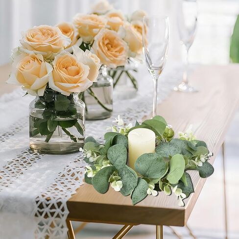 10 Pieces Outer Diameter 25 cm Artificial Wreaths, Candle Rings, Eucalyptus Wreaths, Suitable for Family Gatherings, Holiday Decorations, Gift Selections, Celebration Decor in Saudi Arabia