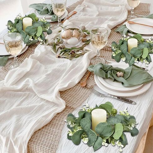 10 Pieces Outer Diameter 25 cm Artificial Wreaths, Candle Rings, Eucalyptus Wreaths, Suitable for Family Gatherings, Holiday Decorations, Gift Selections, Celebration Decor in Saudi Arabia