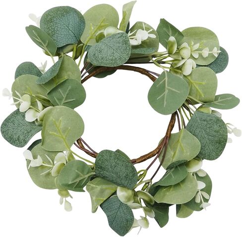 10 Pieces Outer Diameter 25 cm Artificial Wreaths, Candle Rings, Eucalyptus Wreaths, Suitable for Family Gatherings, Holiday Decorations, Gift Selections, Celebration Decor in Saudi Arabia