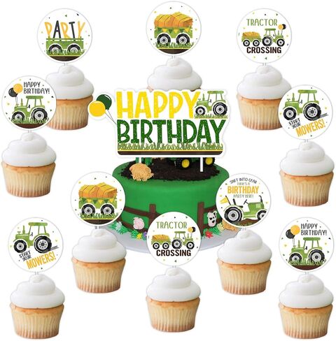 جرار المزرعة تحت عنوان كب كيك القبعات العالية حفلة عيد ميلاد الديكور مزرعة تحت عنوان كعكة الحزب وكب كيك الزينة للأطفال مزرعة عيد ميلاد حزب جزازة العشب عيد ميلاد حزب استحمام الطفل ديكور لوازم in Kuwait