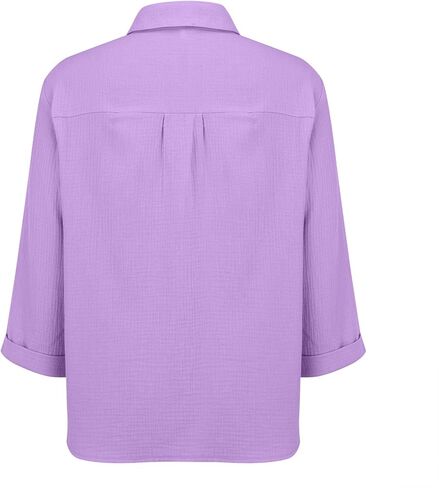Womens Blouse Tops Plus Size Fashion Solid Color Button Lapel 3/4 Length Sleeves Loose Comfy Dressy Casual Shirts in Saudi Arabia