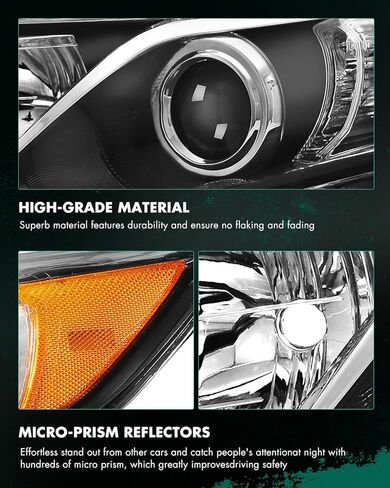 SCITOO Headlights for 2012 2013 2014 for Toyota Camry Pair Headlight Assembly Black Housing Amber Reflector TO2502211 in Saudi Arabia