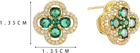 SIXFOX Four Leaf Clover Earrings for Women, Trendy 18K Gold Plated Lucky Spinning Flower Stud Earrings with Cubic Zirconia Dainty Jewelry Gifts for Birthday Anniversary Wedding in Saudi Arabia