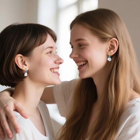 Turquoise Dangle Earrings 14K Gold Plated Sterling Silver Boho Earrings with Cultured Pearl Drop Jewelry Gift for Women in Saudi Arabia