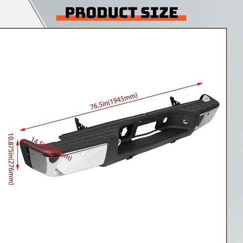ECOTRIC Rear Step Bumper Assembly Compatible with 2007-2013 Chevy Chevrolet Silverado GMC Sierra 1500 Truck with Sensors Holes＆ License Plate Lights Replace for 20899360 GM1103148 REPC823703 Chrome in Saudi Arabia