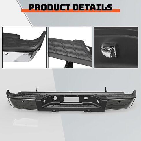 ECOTRIC Rear Step Bumper Assembly Compatible with 2007-2013 Chevy Chevrolet Silverado GMC Sierra 1500 Truck with Sensors Holes＆ License Plate Lights Replace for 20899360 GM1103148 REPC823703 Chrome in Saudi Arabia