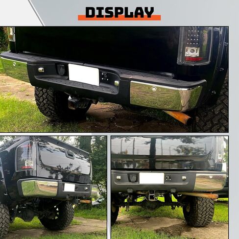ECOTRIC Rear Step Bumper Assembly Compatible with 2007-2013 Chevy Chevrolet Silverado GMC Sierra 1500 Truck with Sensors Holes＆ License Plate Lights Replace for 20899360 GM1103148 REPC823703 Chrome in Saudi Arabia