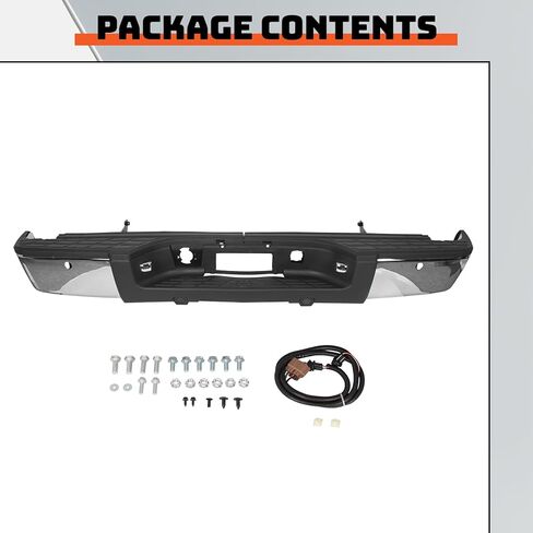 ECOTRIC Rear Step Bumper Assembly Compatible with 2007-2013 Chevy Chevrolet Silverado GMC Sierra 1500 Truck with Sensors Holes＆ License Plate Lights Replace for 20899360 GM1103148 REPC823703 Chrome in Saudi Arabia