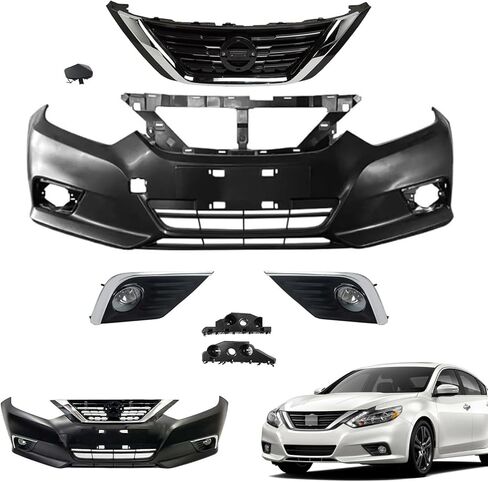 Front Bumper Cover Grille Kit with Fog Lights Compatible with 2019 2020 2021 2022 2023 2024 Nissan Murano S/SL/SV in Kuwait