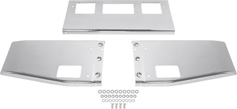 KUAFU Front Bumper(Split Design in 3Pcs) Compatible with 2008 Freightliner Classic XL; Compatible with 2010-Up Freightliner Coronado Front Bumper Face Bar Steel Chrome Silvery in Saudi Arabia