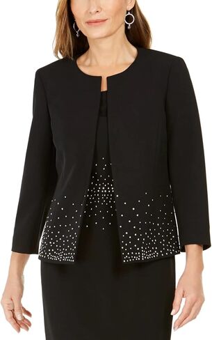 Kasper Women's Jewel Neck Fly Away Jacket with Bottom Detail in Saudi Arabia