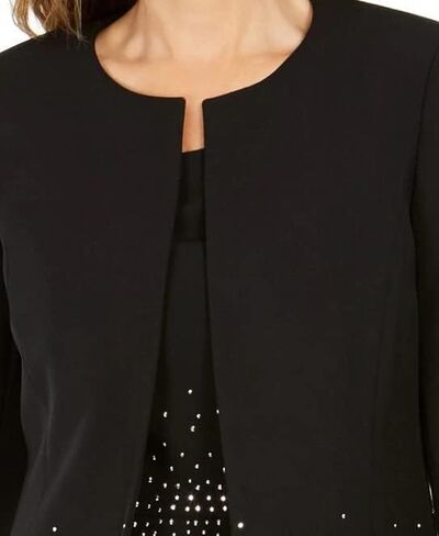 Kasper Women's Jewel Neck Fly Away Jacket with Bottom Detail in Saudi Arabia
