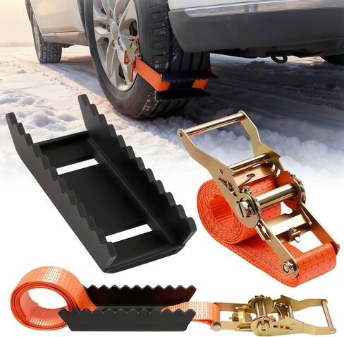 Heavy Duty Tire Metal Gripper with Tire Straps(2 Pack)-Add Protection to Solve the Problem of Broken Rope, Drive Wheels Tire Grip for Snow, Mud&Sand | Emergency Recovery Device for Large SUVs&Trucks in Kuwait