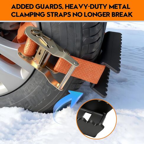 Heavy Duty Tire Metal Gripper with Tire Straps(2 Pack)-Add Protection to Solve the Problem of Broken Rope, Drive Wheels Tire Grip for Snow, Mud&Sand | Emergency Recovery Device for Large SUVs&Trucks in Kuwait