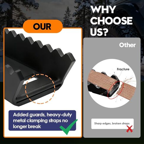 Heavy Duty Tire Metal Gripper with Tire Straps(2 Pack)-Add Protection to Solve the Problem of Broken Rope, Drive Wheels Tire Grip for Snow, Mud&Sand | Emergency Recovery Device for Large SUVs&Trucks in Kuwait