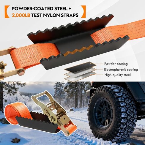 Heavy Duty Tire Metal Gripper with Tire Straps(2 Pack)-Add Protection to Solve the Problem of Broken Rope, Drive Wheels Tire Grip for Snow, Mud&Sand | Emergency Recovery Device for Large SUVs&Trucks in Kuwait