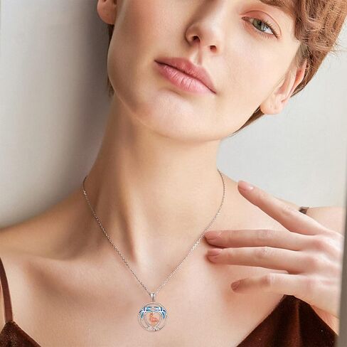 Ocean Necklace Sterling Silver Blue Opal Larimar Necklace Flamingo/Flip Flop/Turtle/Dolphin/Seahorse/Axolotl Pendant Beach Jewelry for Women in Saudi Arabia
