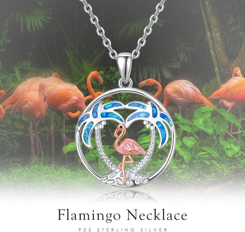 Ocean Necklace Sterling Silver Blue Opal Larimar Necklace Flamingo/Flip Flop/Turtle/Dolphin/Seahorse/Axolotl Pendant Beach Jewelry for Women in Saudi Arabia