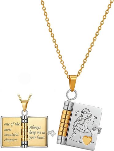Granddaughter Necklace Book, Stainless Steel Adjustable Chapter Book Locket Necklace for My Grand Daughter Treasured Gift in Kuwait