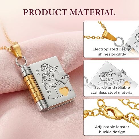 Granddaughter Necklace Book, Stainless Steel Adjustable Chapter Book Locket Necklace for My Grand Daughter Treasured Gift in Kuwait