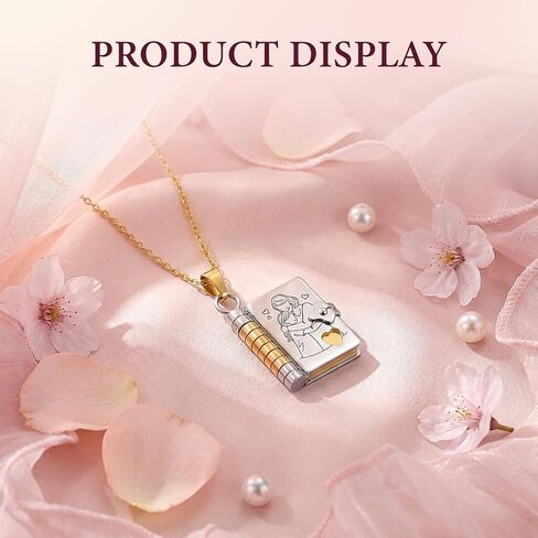 Granddaughter Necklace Book, Stainless Steel Adjustable Chapter Book Locket Necklace for My Grand Daughter Treasured Gift in Kuwait