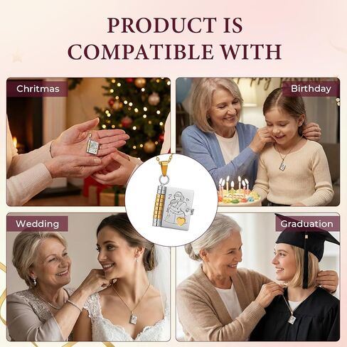 Granddaughter Necklace Book, Stainless Steel Adjustable Chapter Book Locket Necklace for My Grand Daughter Treasured Gift in Kuwait