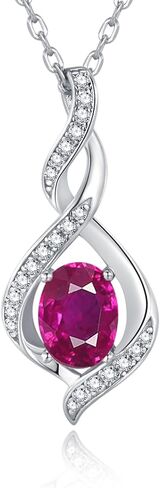 قلادة جوهرة الميلاد للنساء، قلادة بيضاوية متألقة من الفضة الإسترلينية عيار 925 مطلية بالذهب الأبيض عيار 18 قيراط، حلية جوهرة الميلاد هدايا مجوهرات عيد الميلاد لزوجتها الأم، 18+2 بوصة in Kuwait