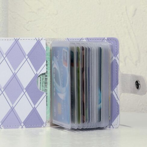 Card Holder PU Multifunctional Short Wallet Small With Checkered Pattern Card Bag Women(Blue) in Saudi Arabia