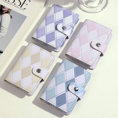 Card Holder PU Multifunctional Short Wallet Small With Checkered Pattern Card Bag Women(Blue) in Saudi Arabia