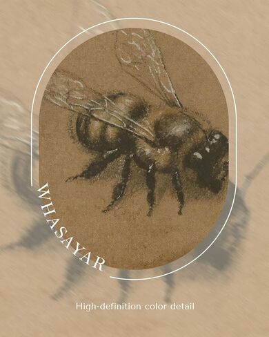 لوحة فنية جدارية مطبوعة على شكل نحلة عتيقة مقاس 12 × 16، قماش بإطار ذهبي عتيق، لوحة حشرات نباتية ريفية قديمة، رسم نحلة كلاسيكية لعلم الحشرات، ديكور مدخل دراسة المزرعة in Kuwait