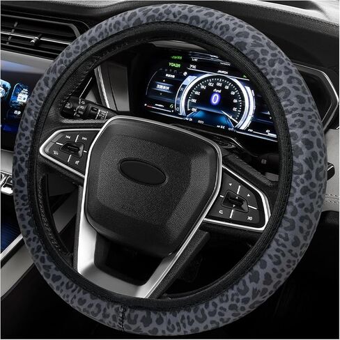 Sun Walker Leopard Print Steering Wheel Cover, 15 Inch Anti-Slip Neoprene Cheetah Steering Wheel Protector, High Elastic Cover Breathable Interior Decor for Most Car Wheels in Kuwait
