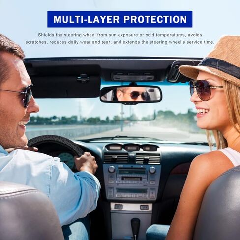 Sun Walker Leopard Print Steering Wheel Cover, 15 Inch Anti-Slip Neoprene Cheetah Steering Wheel Protector, High Elastic Cover Breathable Interior Decor for Most Car Wheels in Kuwait