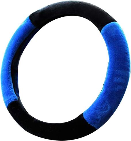 غطاء عجلة قيادة السيارة الشتوي الرقيق للنساء ناعم ودافئ من القطيفة الغامضة اللطيفة وإكسسوارات السيارات للمركبة (أسود أزرق، حجم قياسي [14.75-15.15 بوصة]) in Kuwait