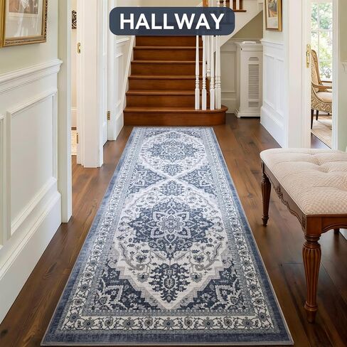 UKISS Washable Runner Rug ，2x6 Non-Slip Soft Boho Vintage Hallway Runner Rugs， Low Pile Faux Wool Long Carpet Runner Rug for Entryway Bedroom, Kitchen, Laundry, Bathroom. in Saudi Arabia