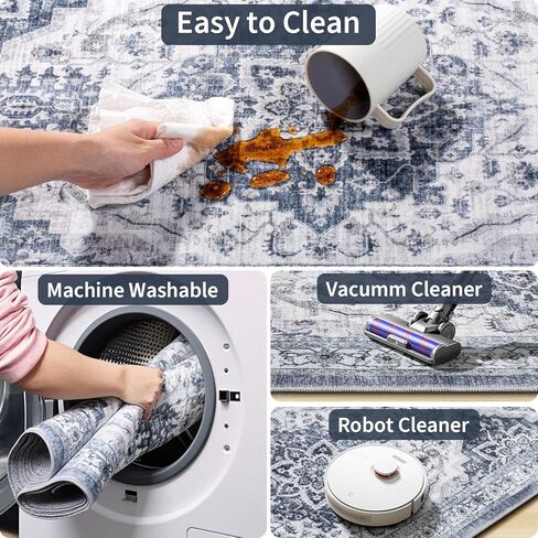 UKISS Washable Runner Rug ，2x6 Non-Slip Soft Boho Vintage Hallway Runner Rugs， Low Pile Faux Wool Long Carpet Runner Rug for Entryway Bedroom, Kitchen, Laundry, Bathroom. in Saudi Arabia