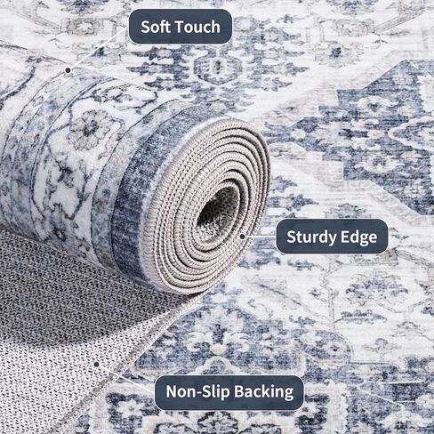 UKISS Washable Runner Rug ，2x6 Non-Slip Soft Boho Vintage Hallway Runner Rugs， Low Pile Faux Wool Long Carpet Runner Rug for Entryway Bedroom, Kitchen, Laundry, Bathroom. in Saudi Arabia