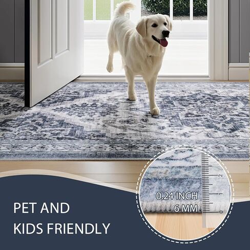 UKISS Washable Runner Rug ，2x6 Non-Slip Soft Boho Vintage Hallway Runner Rugs， Low Pile Faux Wool Long Carpet Runner Rug for Entryway Bedroom, Kitchen, Laundry, Bathroom. in Saudi Arabia