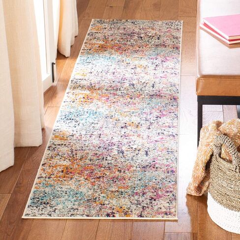 SAFAVIEH Madison Collection Runner Rug - 2'2" x 20', Grey & Pink, Modern Abstract Design, Non-Shedding & Easy Care, Ideal for High Traffic Areas in Living Room, Bedroom (MAD460A) in Saudi Arabia