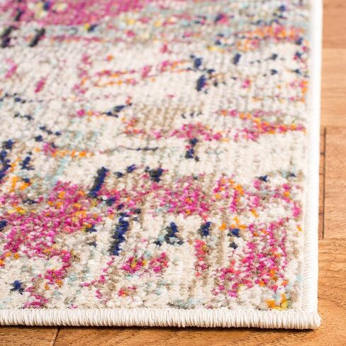 SAFAVIEH Madison Collection Runner Rug - 2'2" x 20', Grey & Pink, Modern Abstract Design, Non-Shedding & Easy Care, Ideal for High Traffic Areas in Living Room, Bedroom (MAD460A) in Saudi Arabia