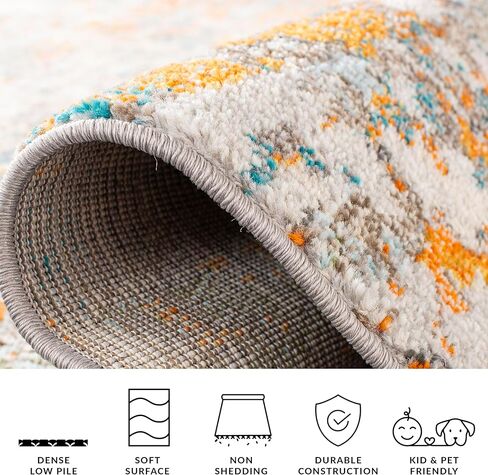 SAFAVIEH Madison Collection Runner Rug - 2'2" x 20', Grey & Pink, Modern Abstract Design, Non-Shedding & Easy Care, Ideal for High Traffic Areas in Living Room, Bedroom (MAD460A) in Saudi Arabia