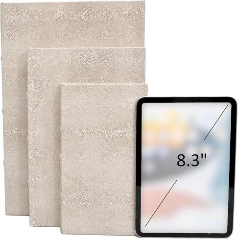 Modern Faux Shagreen Leather Decorative Book Boxes Set of 3 - Wooden Book Shaped Hidden Storage Boxes for Home Decor, Coffee Table, Shelf Organizer, Secret Storage (13",10",8") in Kuwait